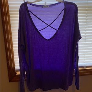 Long sleeve purple soft shirt from pink.